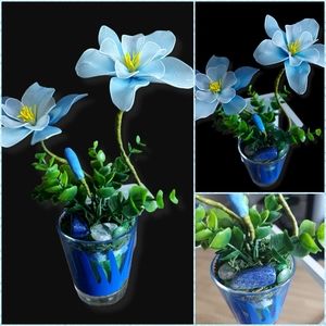 💙Silk flowers_Chakra colors collection_ Handmade_ NWOT